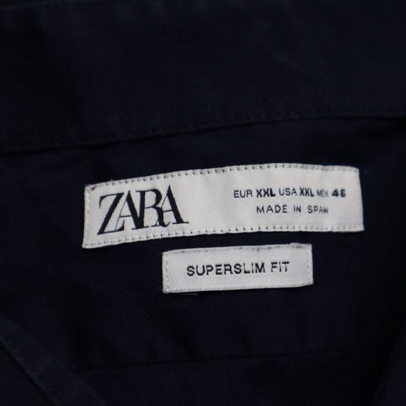 Zara Men's Superslim Fit Dark Navy Shirt Man, XXL 46" - Picture 4 of 8